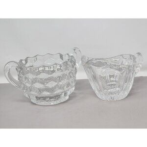 Vintage Clear Glass Cream &‎ Sugar Bowls With Elegant Cut Design (Not a Set)